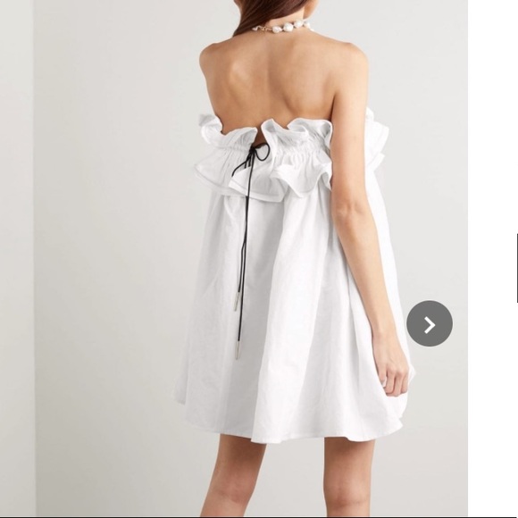 🆕F38 NACKIYÉ MILK PUDDING STRAPLESS RUFFLED COTTON LINEN SILK BLEND MINI DRESS - Picture 4 of 12